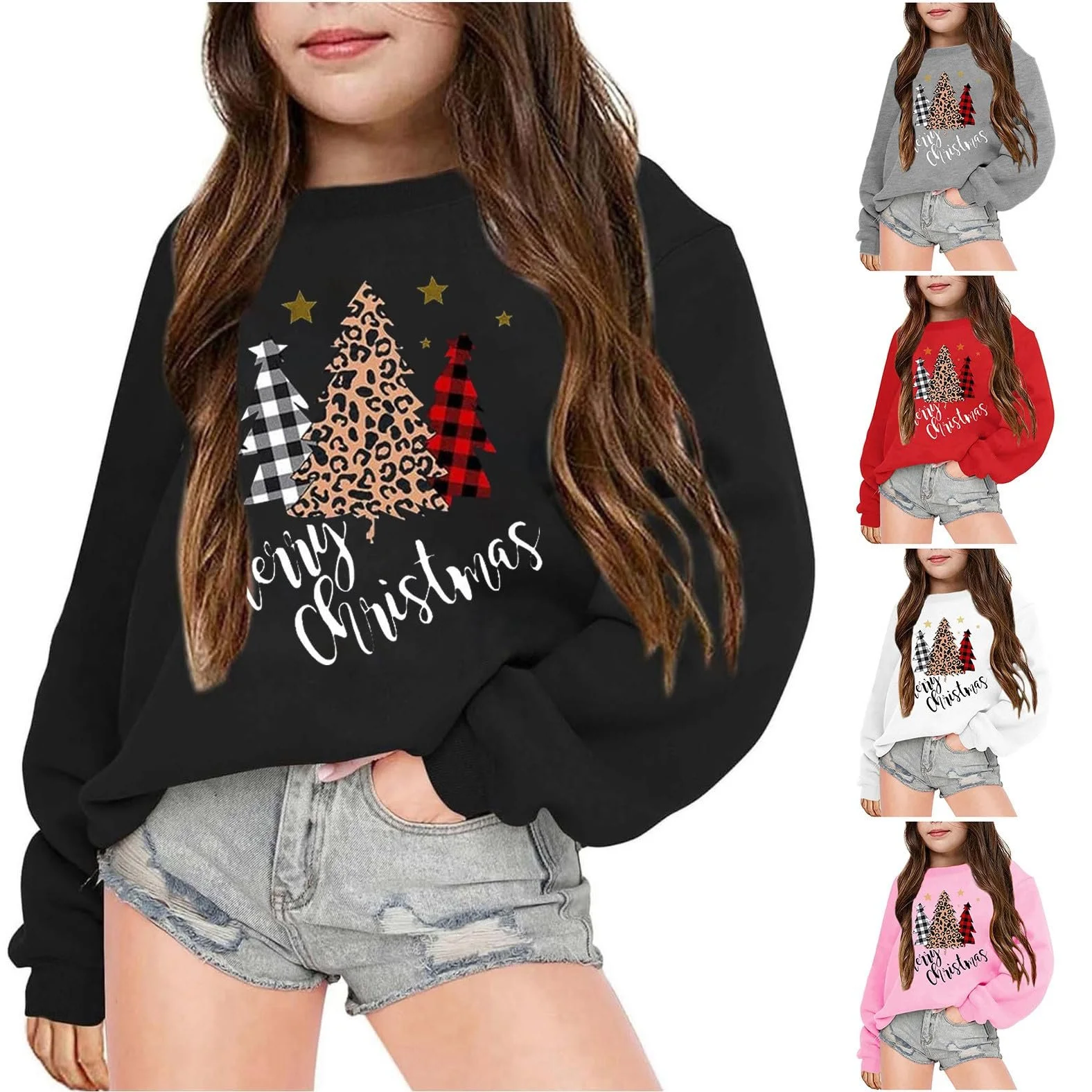 Рождественский джемпер Generisch для девочек и мальчиков, рождественская кофта, детский джемпер с длинными рукавами и принтом гнома, хлопковая кофта с круглым вырезом, рождественский свитер, удобный, фото №1