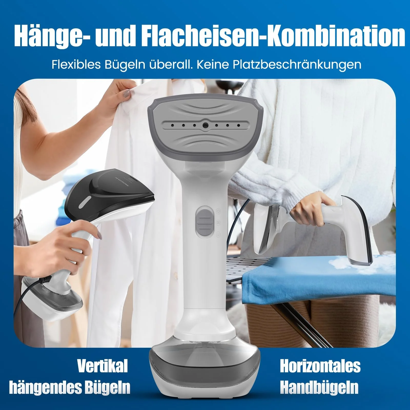 Вертикальний відпарювач 1800W 20г/хв 300мл 220V Портативний 2-в-1, фото №5