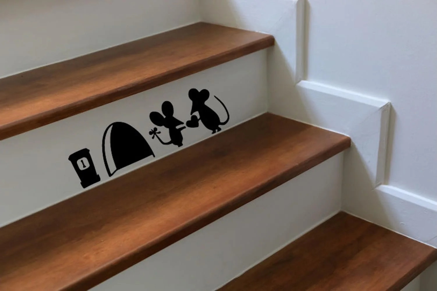 Настінна наклейка 214B Mouse Love Heart Вінілова Миші для плінтуса 18 x 7 см Чорна, фото №5