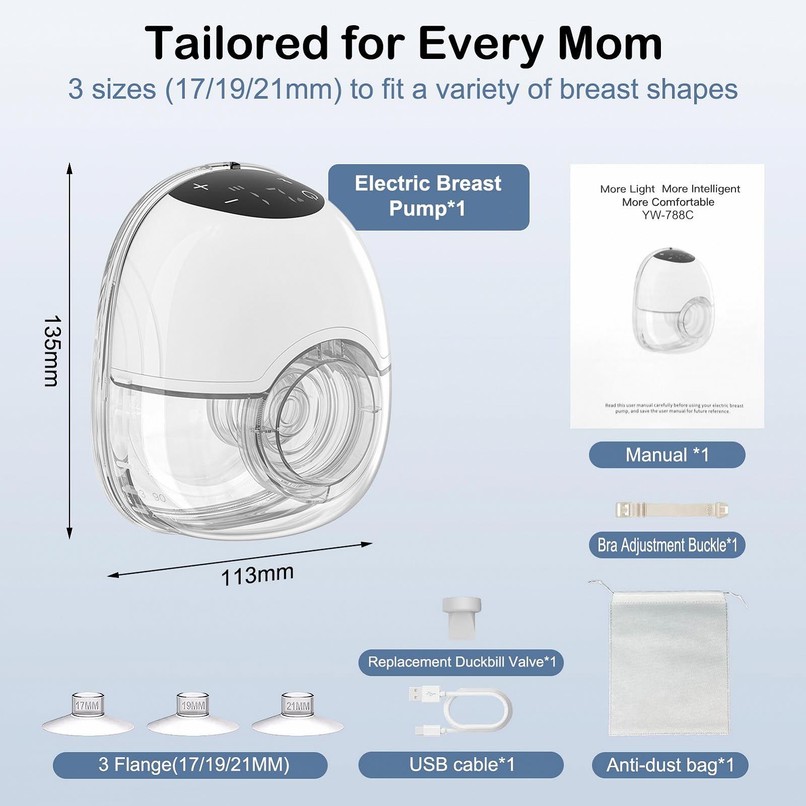 Молокоотсос электрический, 4 режима и 12 уровней, портативный, безболезненное сильное всасывание, низкий уровень шума, предотвращение протечек с фланцами 17/19/21 мм (белый), фото №9 Молокоотсос электрический, 4 режима и 12 уровней, портативный, безболезненное сильное всасывание, низкий уровень шума, предотвращение протечек с фланцами 17/19/21 мм (белый), фото №9