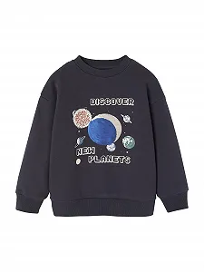Толстовка Vertbaudet Планеты с двухсторонними пайетками для мальчиков - Фото 1
