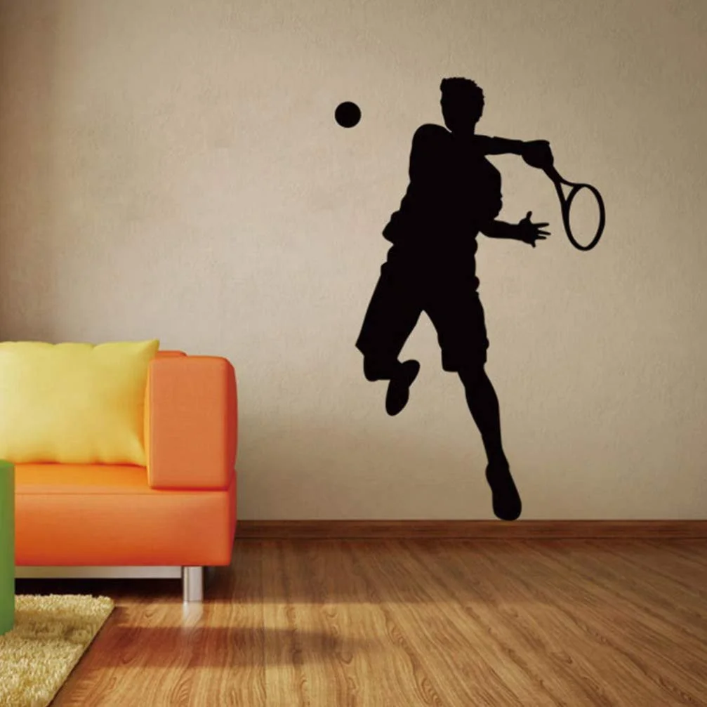 Наклейка на стіну BESPORTBLE Тенісист Вінілова Чорна, фото №5