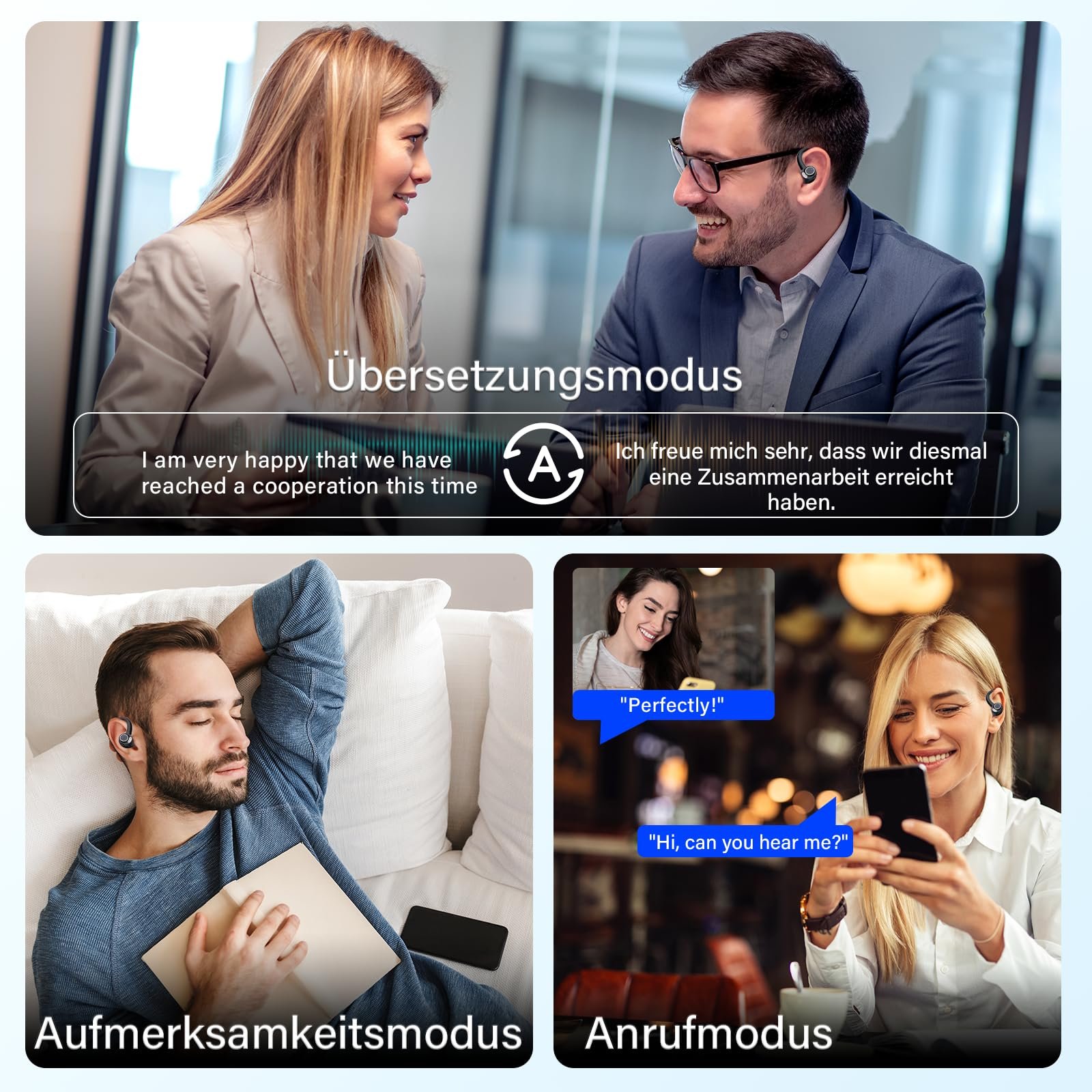 Навушники-перекладачі AI, 3-в-1 голосу 164 мовами з додатком, 7 режимів, фото №3 Навушники-перекладачі AI, 3-в-1 голосу 164 мовами з додатком, 7 режимів, фото №3