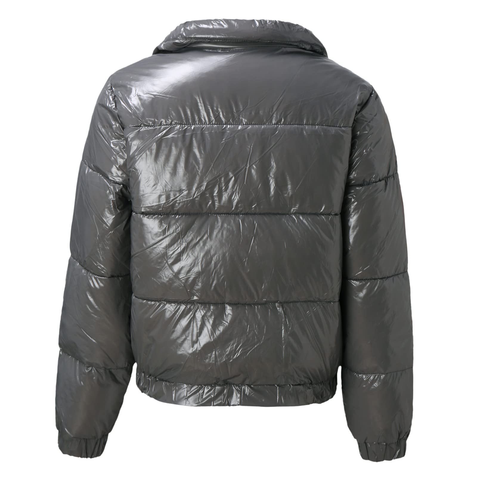 Пуховик Женский Короткий Черный Бежевый Зимний Теплый Стеганый Толстый Зимняя Куртка Зимняя Теплая Переходная Верхняя одежда Длинный рукав Хлопковая Куртка Куртки для женщин Блестящий Пуховик Женское Короткое Пальто Женское, фото №4