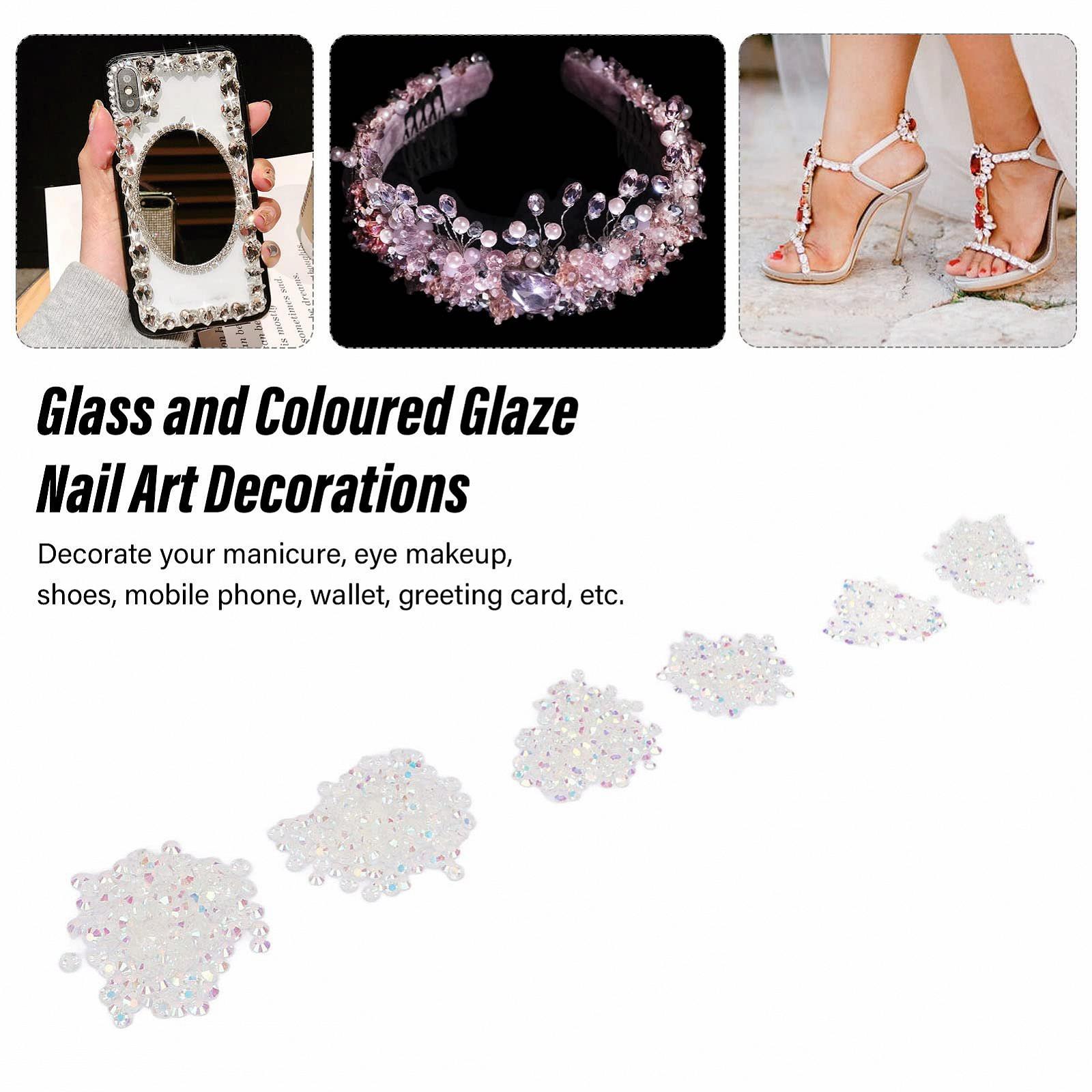 Разные размеры Стразы для ногтей Белое AB Стекло Цветная глазурь для дизайна ногтей, макияжа глаз, обуви, мобильных телефонов, кошельков, декора 9 г, фото №7