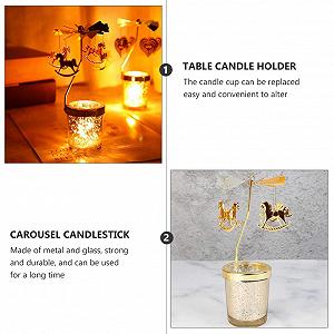 Подсвечник SOLUSTRE Metal Rotating Candle Holder Carousel Candles Рождественский Tea Light Holder synthetic.ua - Фото 1
