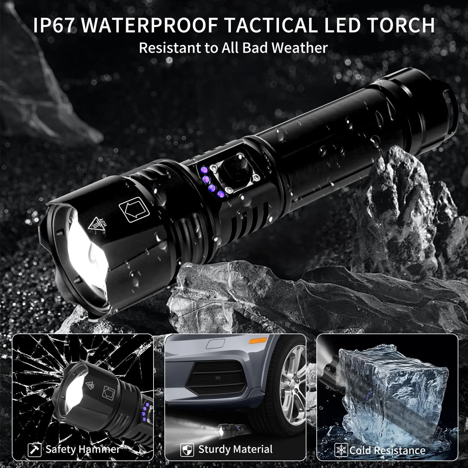 LED Ліхтар Azyvum XHP70.2 100000 люмен, масштабований, тактичний, 5 режимів освітлення, IP67 водонепроникний, фото №6