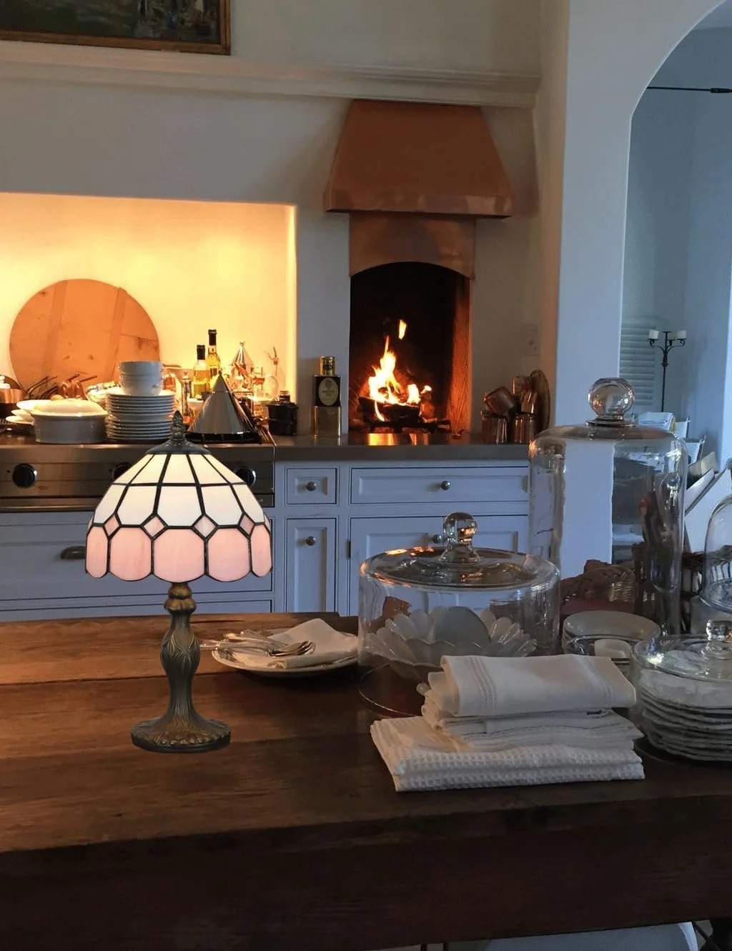 Настільна лампа Tiffany Style Vintage 8" з вітражним склом LED Pink, фото №5