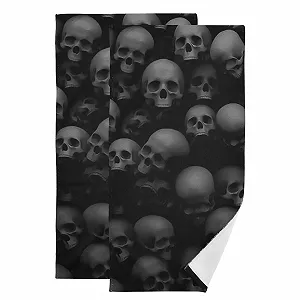 Набір рушників Skull Pattern 2 шт. мікрофібра чорно-сірий - Фото 1