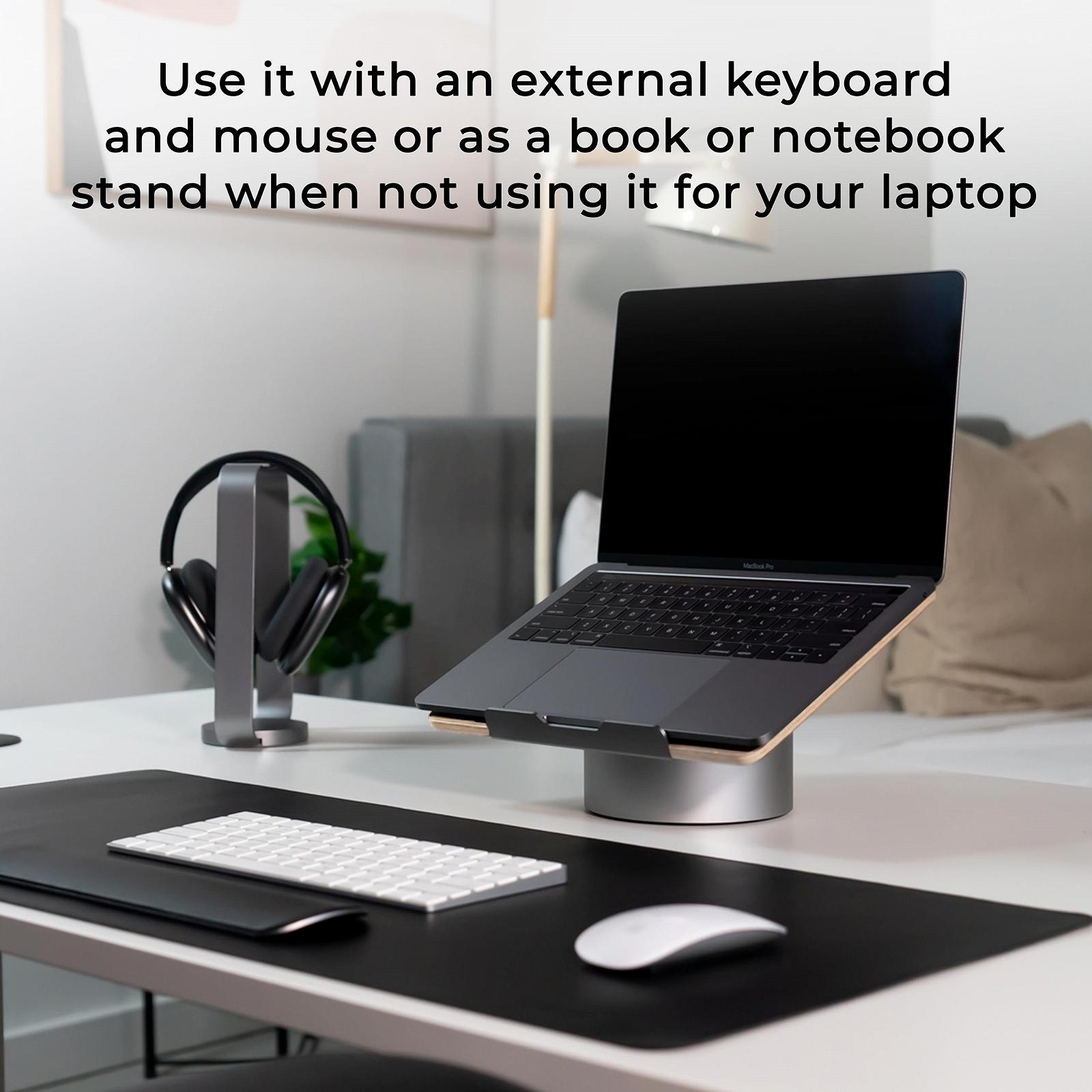 Подставка для ноутбука HumanCentric, алюминий, серый, черный, орех, дерево, фото №7