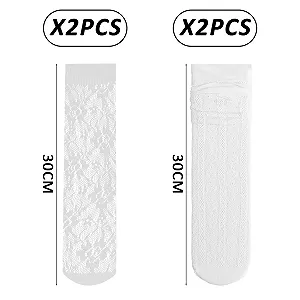 Панчохи Мереживні 2 пари Шкарпетки жіночі прозорі synthetic.ua - Фото 1