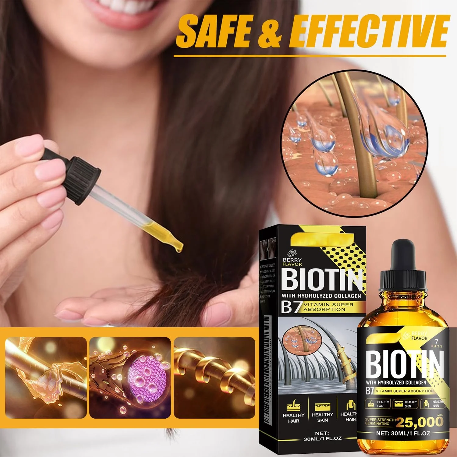 Сироватка для росту волосся Biotin для прискорення росту волосся, фото №3 Сироватка для росту волосся Biotin для прискорення росту волосся, фото №3