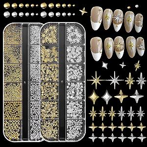 Зірка Золотий Срібний, 3D сплав, Місяць, Стрази, П'ятикутна зірка, Блискітки - Фото 1