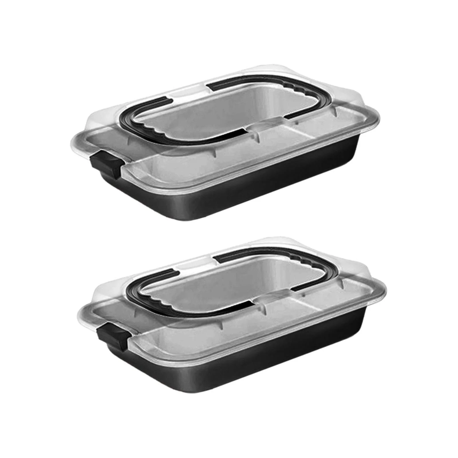 Набор форм для выпечки 2 предмета с крышкой и ручкой Прямоугольный Антипригарный Для переноски тортов Черный, фото №7
