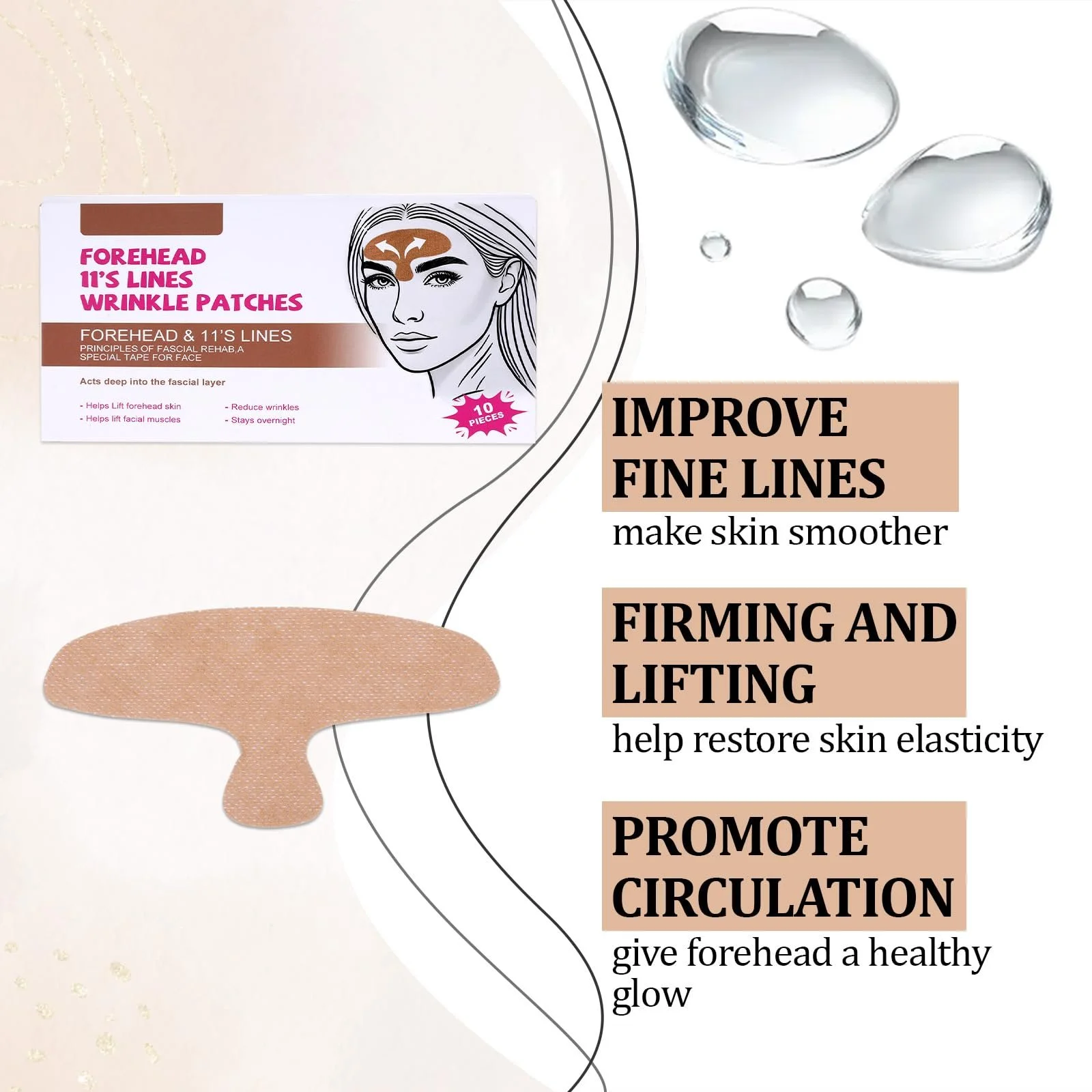 Патчі для обличчя проти зморшок Маска для підтяжки обличчя, 10 шт, фото №3