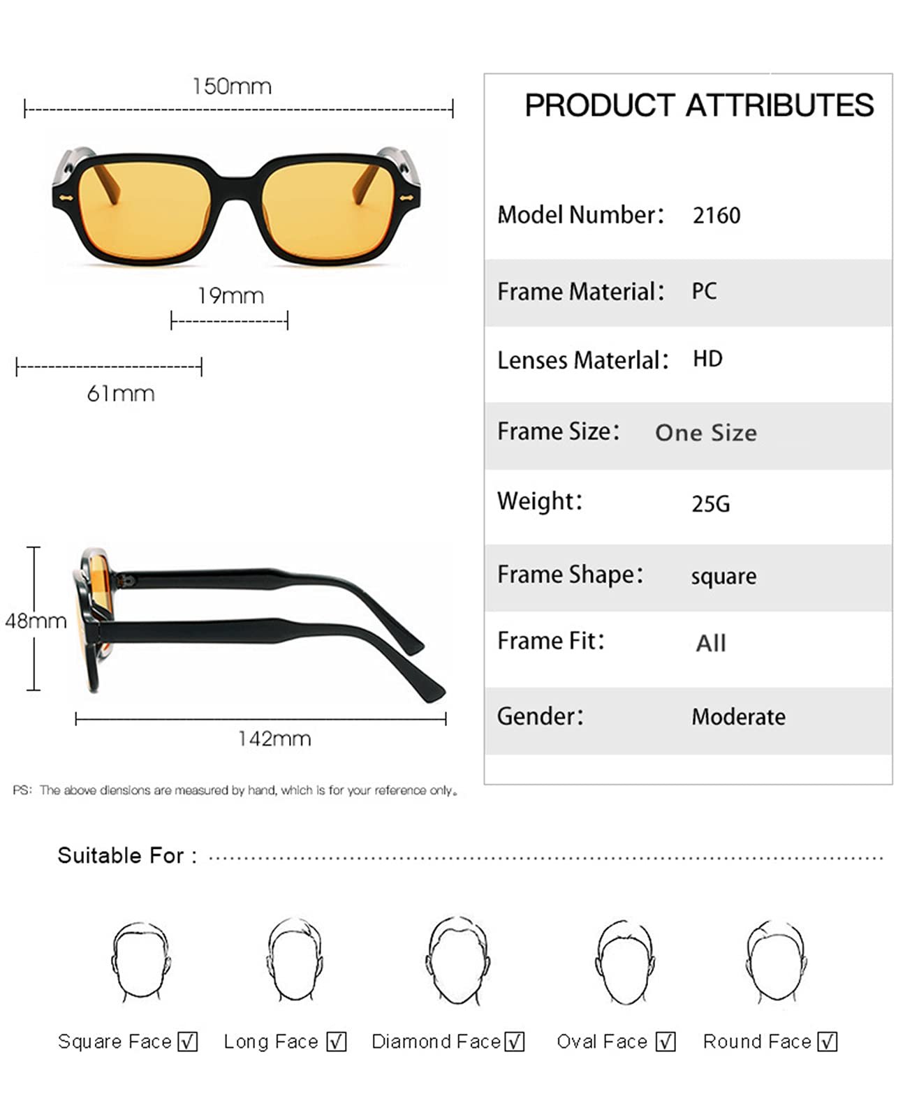 Солнцезащитные очки ESALIA Ретро Овальные Желтый, фото №5