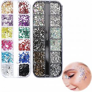 Стрази для нігтів, 2 коробки/12 відділень, намистини - Фото 1