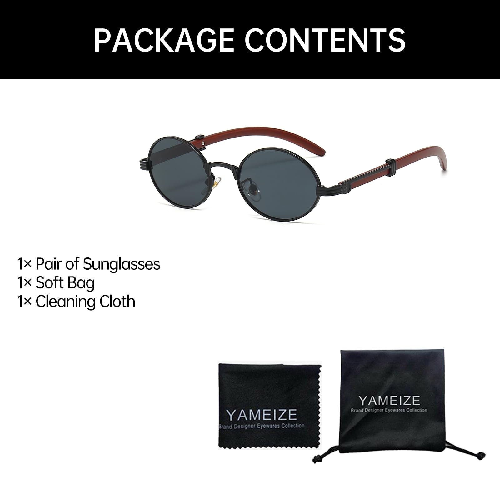 Сонцезахисні окуляри Дерев'яні YAMEIZE Круглі Овальні Ретро, фото №5