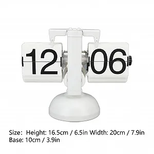 Годинник настільний Mumusuki Retro Folding, батарейне живлення, нержавіюча сталь, регульований час, легко читається, білий synthetic.ua - Фото 1