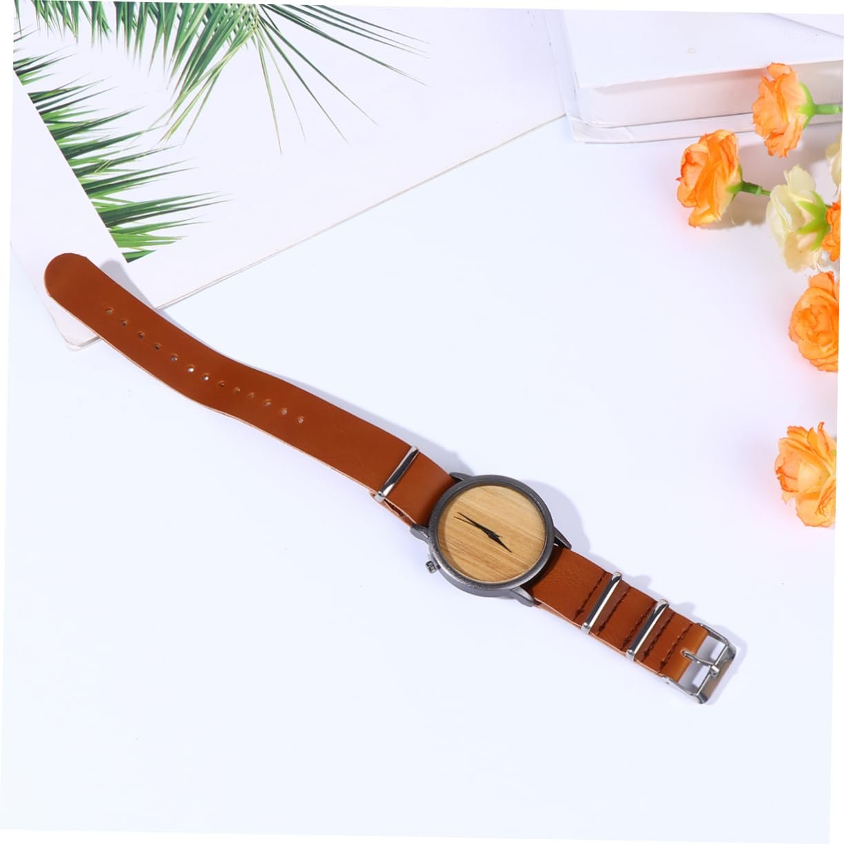 Дерев'яний годинник LIFKOME з шкіряним ремінцем, фото №6