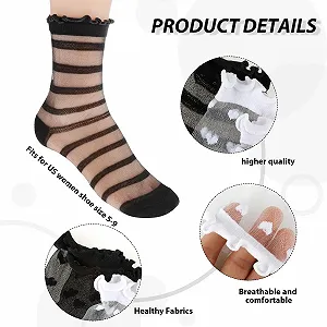 Шкарпетки Прозорі з оборками 4 пари (чорний, білий) synthetic.ua - Фото 1