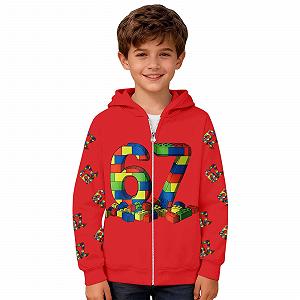 Худи Generisch Детский 67 для мальчиков и девочек, свитшот Six Seven, подростковая куртка на молнии с номером 6 7, с принтом, с длинными рукавами, худи на весну и осень, повседневная уличная одежда synthetic.ua - Фото 1