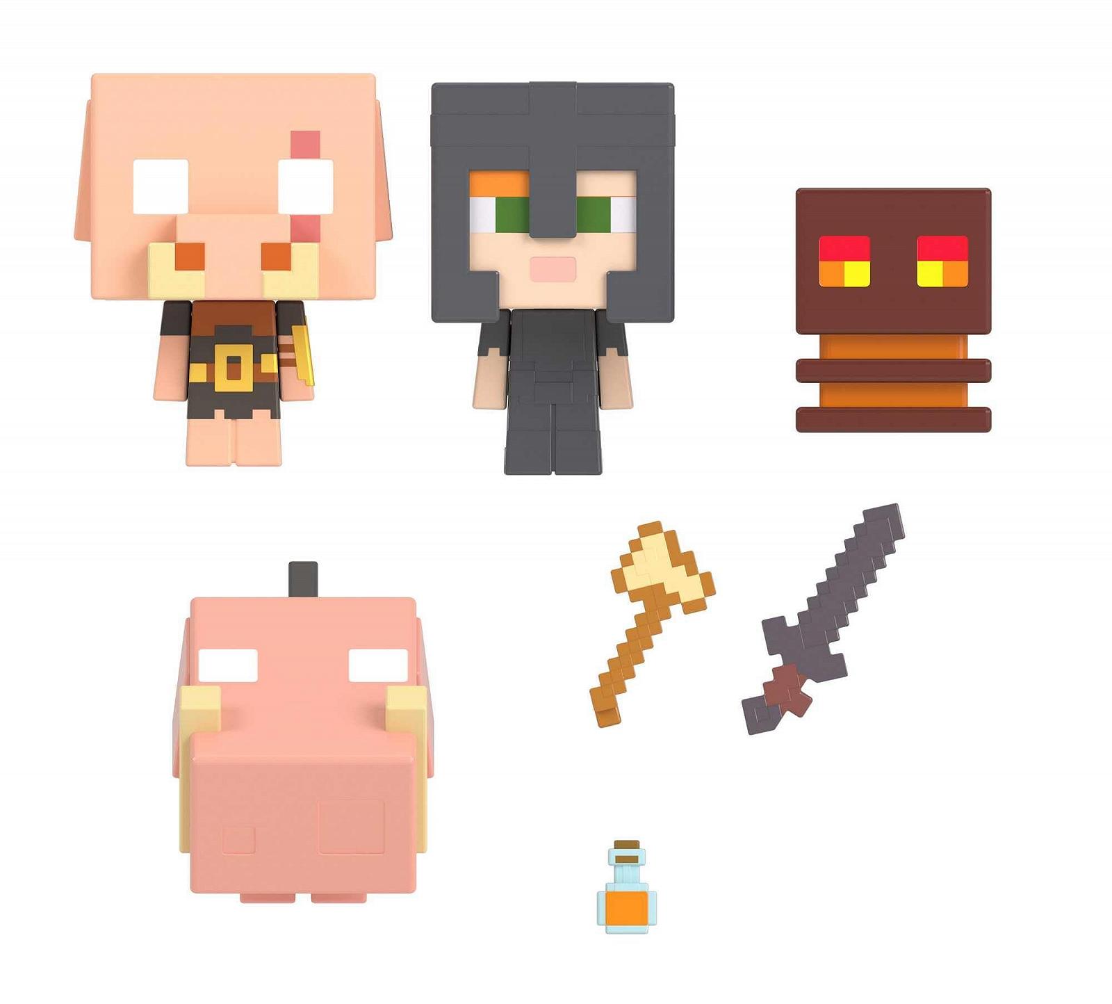 Набор фигурок Minecraft Netherstory Pack - Mob Head Mini Set с 4 фигурками и аксессуарами, фото №1