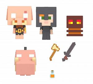 Набор фигурок Minecraft Netherstory Pack - Mob Head Mini Set с 4 фигурками и аксессуарами - Фото 1