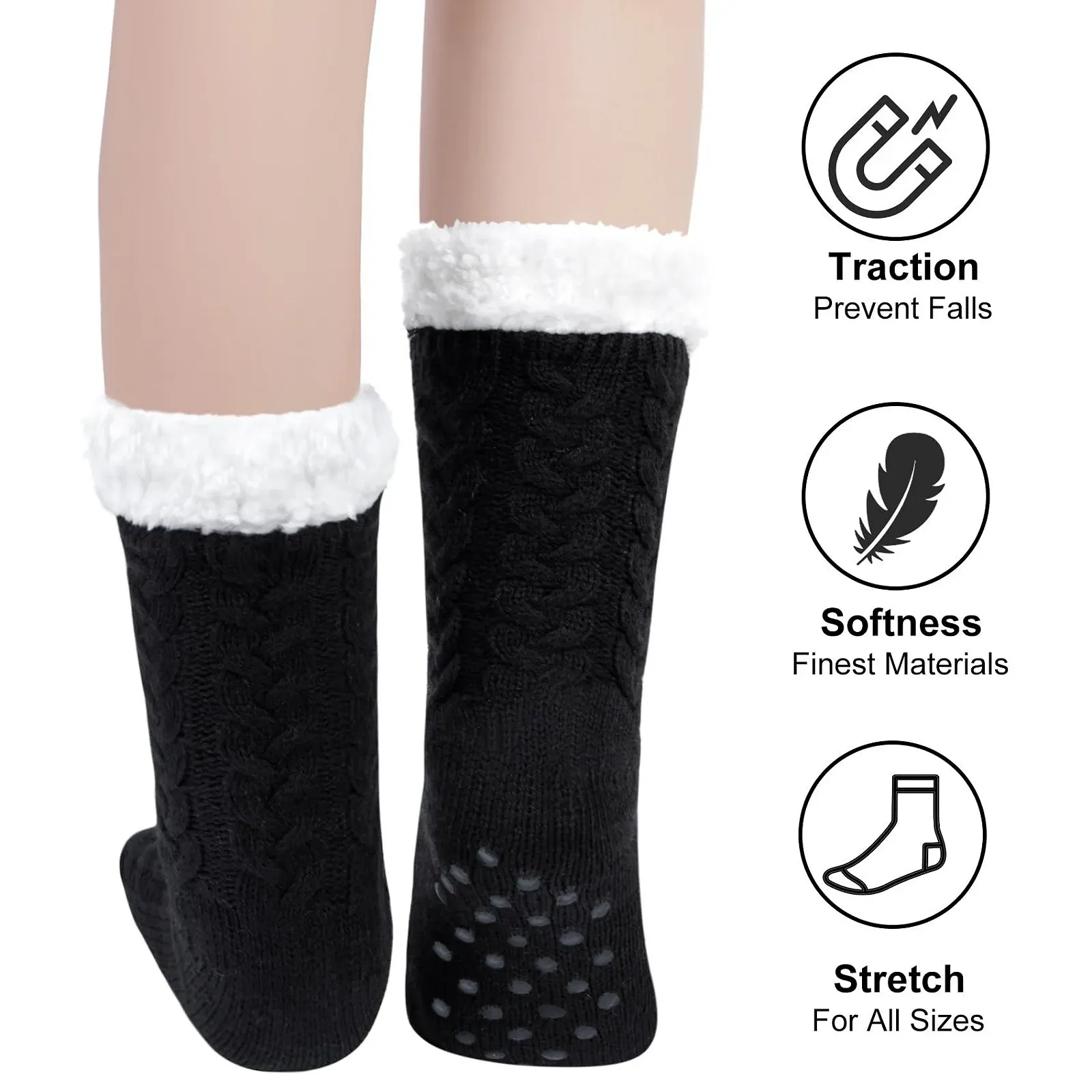 2 пари шкарпеток-стоперів жіночі, теплі, зимові, пухнасті, протиковзкі, для дому, фото №4
