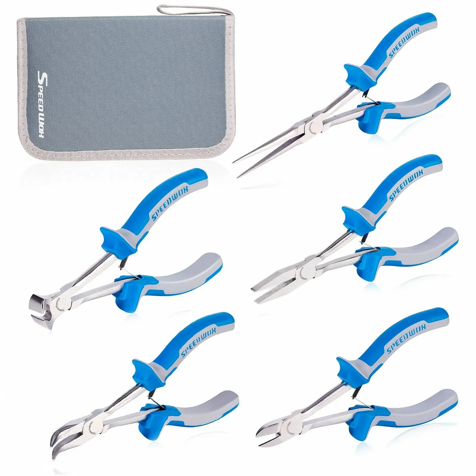 Набор мини-плоскогубцев SPEEDWOX 5 шт с чехлом + торцевые кусачки, плоскогубцы, изогнутые плоскогубцы, диагональные плоскогубцы, плоскогубцы с игольчатыми носами для рукоделия, ремонта, фото №1