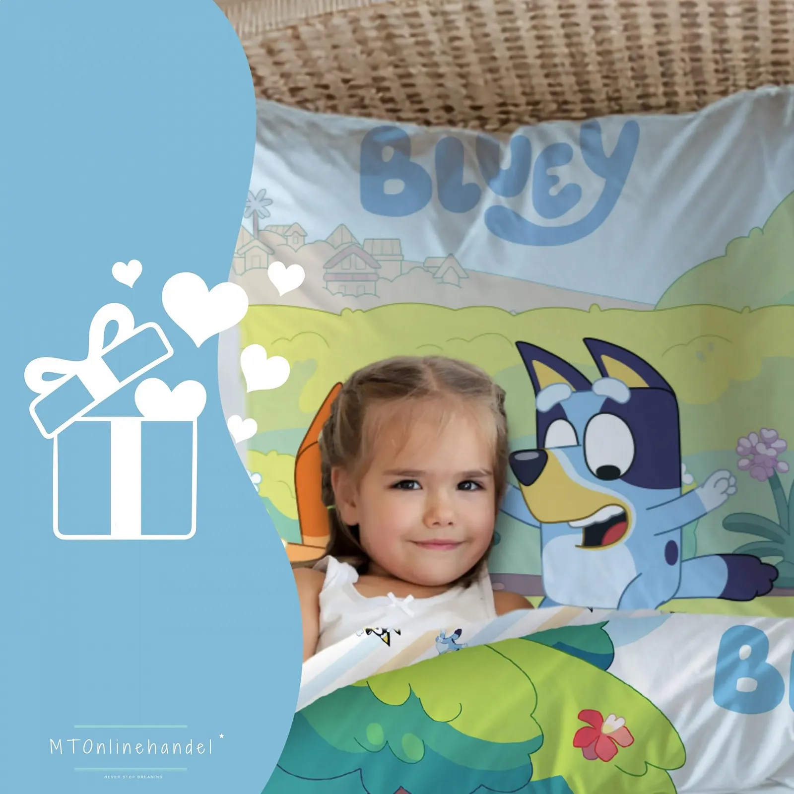 Постельное белье MTOnlinehandel Bluey 135 x 200 см Хлопок для девочек и мальчиков Семейный танец, фото №5
