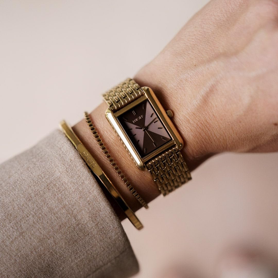 Женские часы BURKER Olivia Квадратные Золотой Коричневый, фото №4 Женские часы BURKER Olivia Квадратные Золотой Коричневый, фото №4