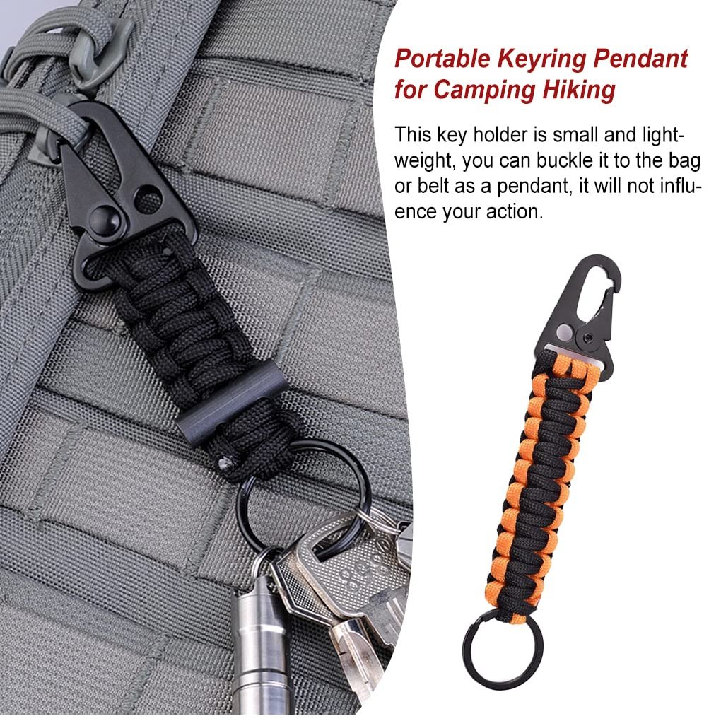 Брелок Paracord 7 нитей для кемпинга и походов Черный/оранжевый, фото №5