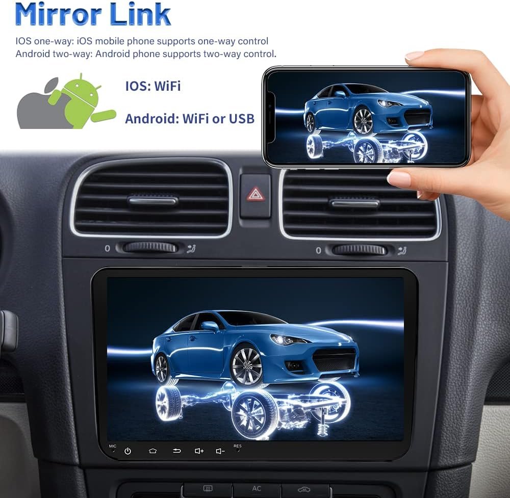 Штатна автомагнітола Hikity для WV Golf 5 Golf 6 Passat Polo Tiguan Caddy / 9" / Сенсорна / 2/32Гб / Android 13 / Bluetooth / WI-FI / GPS / FM / USB, фото №4