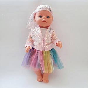 Одежда для куклы Baby Born Беби Борн 40-43 см набор Единорожка Радужный розовый 8552 synthetic.ua - Фото 1