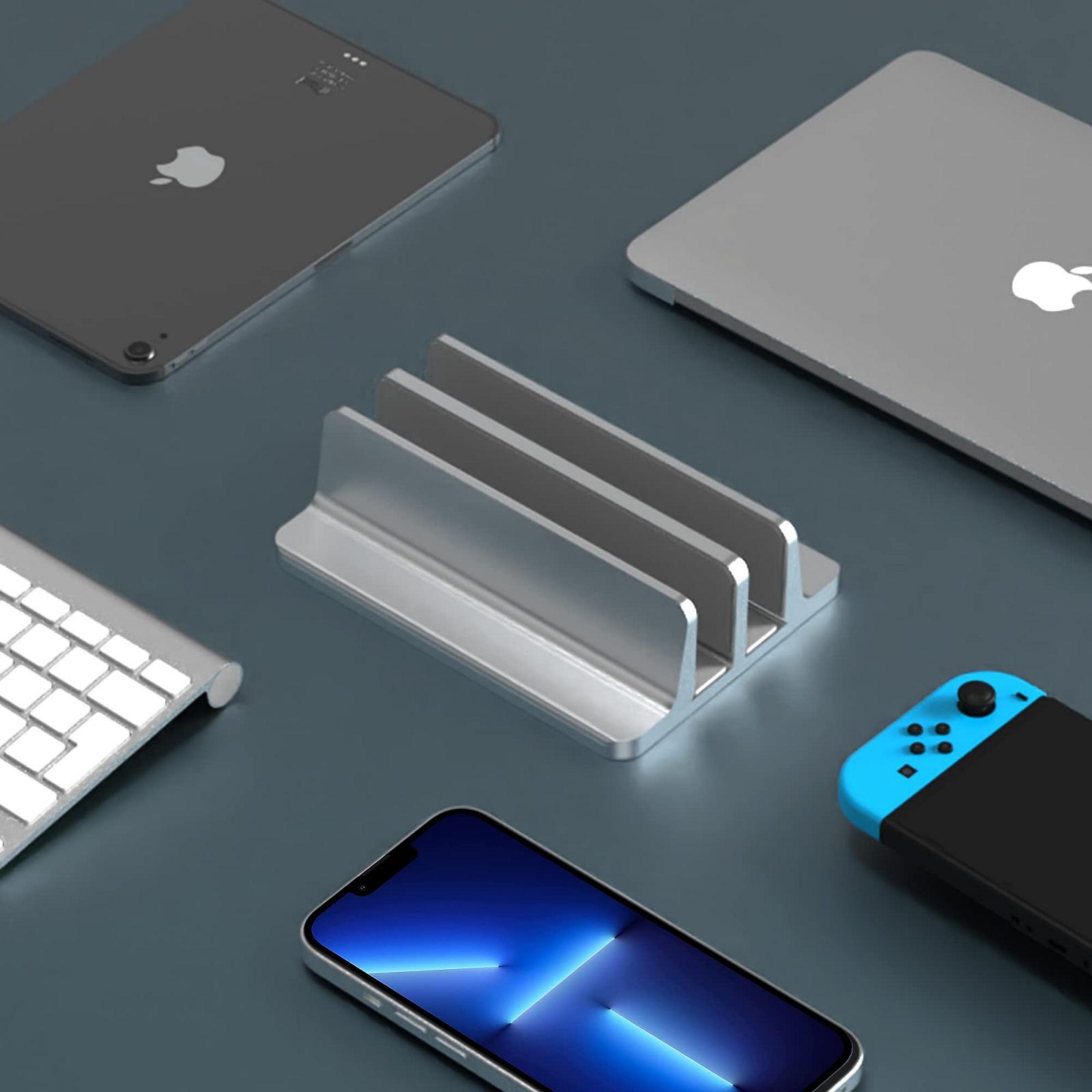 Вертикальная Подставка для Ноутбука Алюминиевая Регулируемая с 2 Слотами (до 17.3 дюймов), фото №4