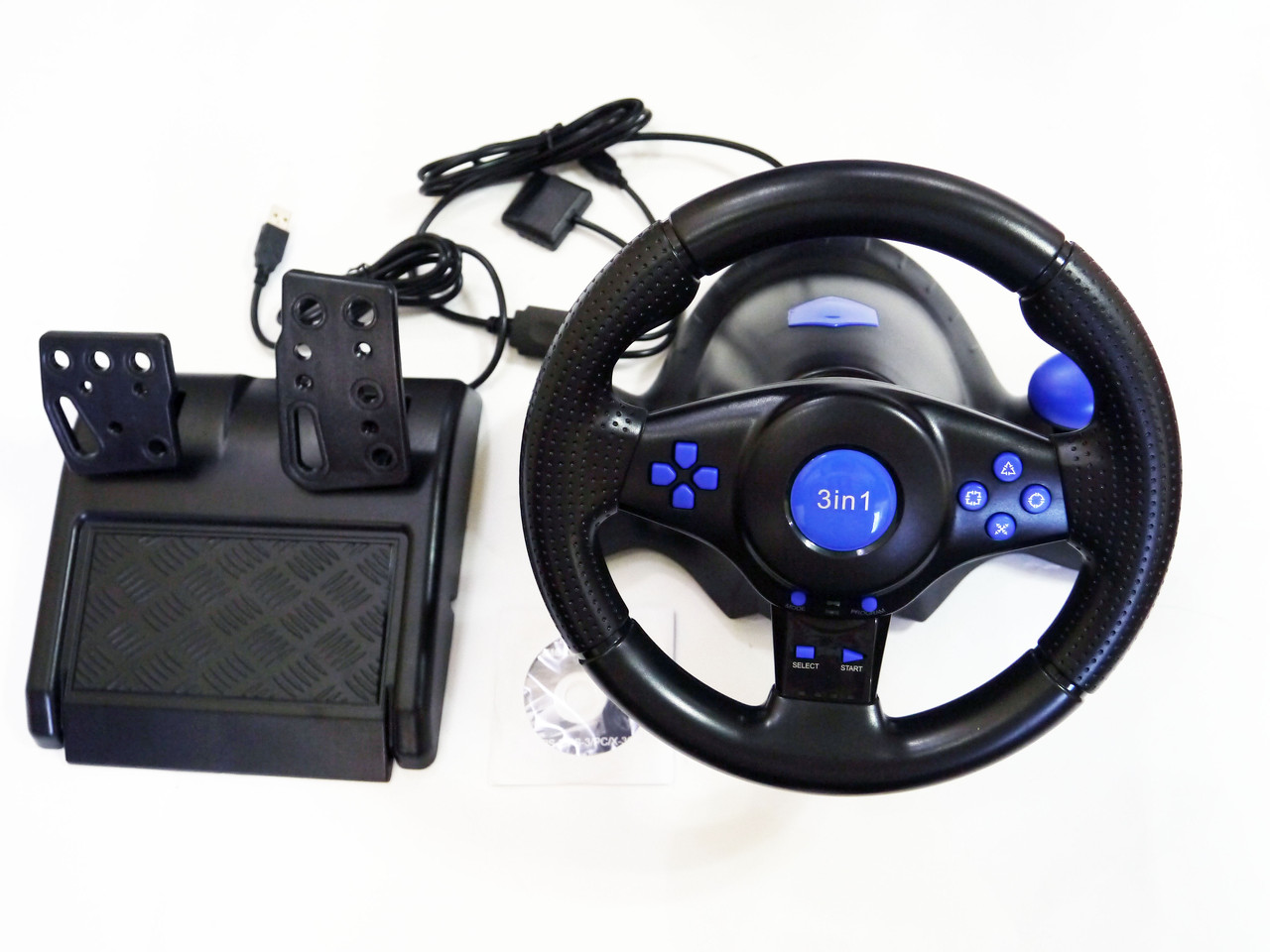 Руль игровой проводной с педалями RIAS Vibration Steering wheel 3в1 4_00342, фото №3