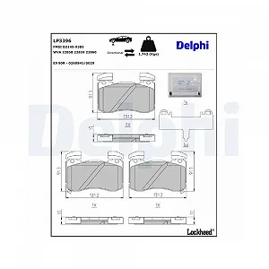 Комплект тормозных колодок DELPHI LP3396 дисковый тормоз для KIA GENESIS передний мост - Фото 1