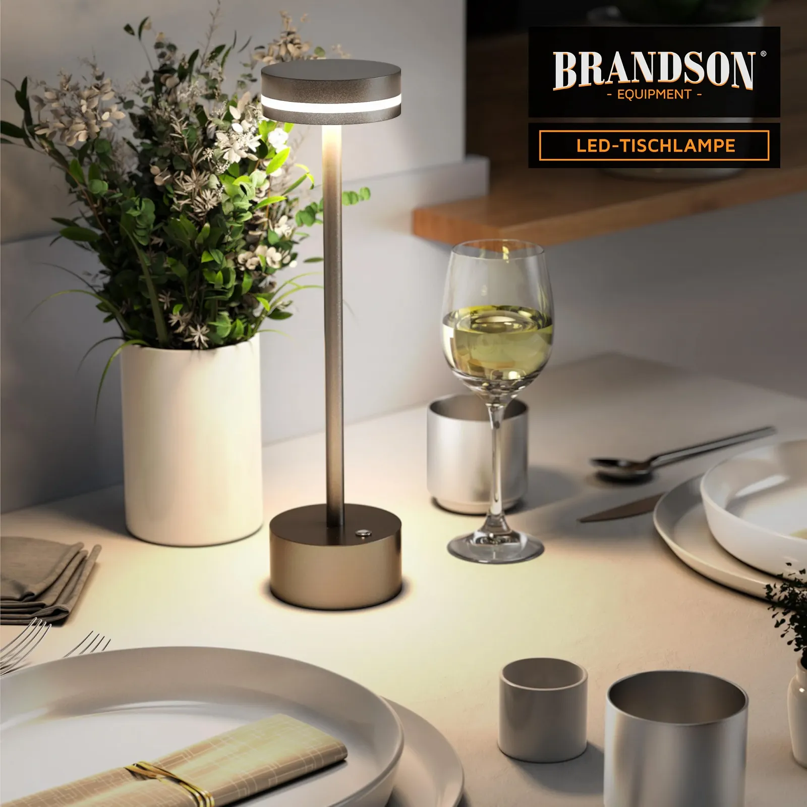 Настільна лампа світлодіодна Brandson бездротова з димуванням 3 режими освітлення акумулятор 3600 мАг 28 SMD LED компактна, фото №5