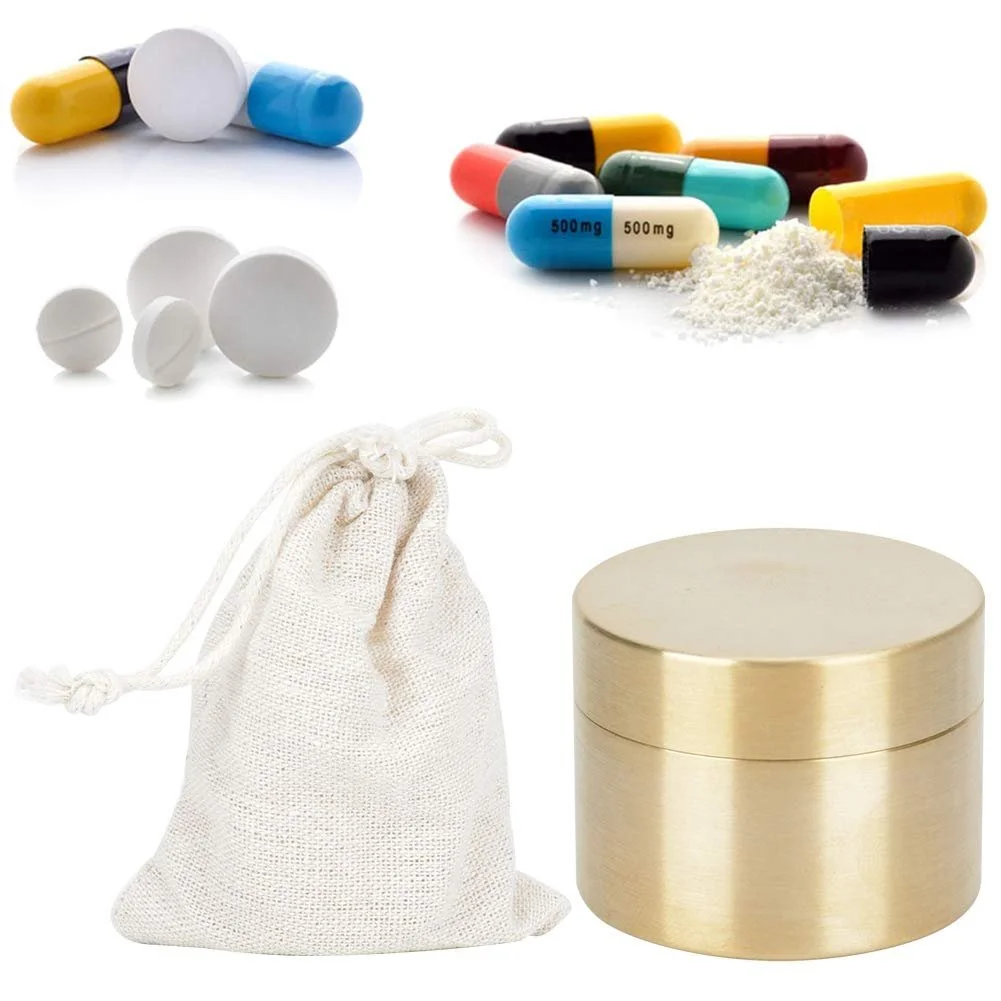 Коробка Socobeta, мала латунна, кругла, водонепроникна, металевий герметичний контейнер, пилонепроникна, фото №4