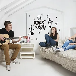 Наклейка на стіну SUPERDANT Rock & Roll Електрогітара 39 x 85 см Чорний synthetic.ua - Фото 1