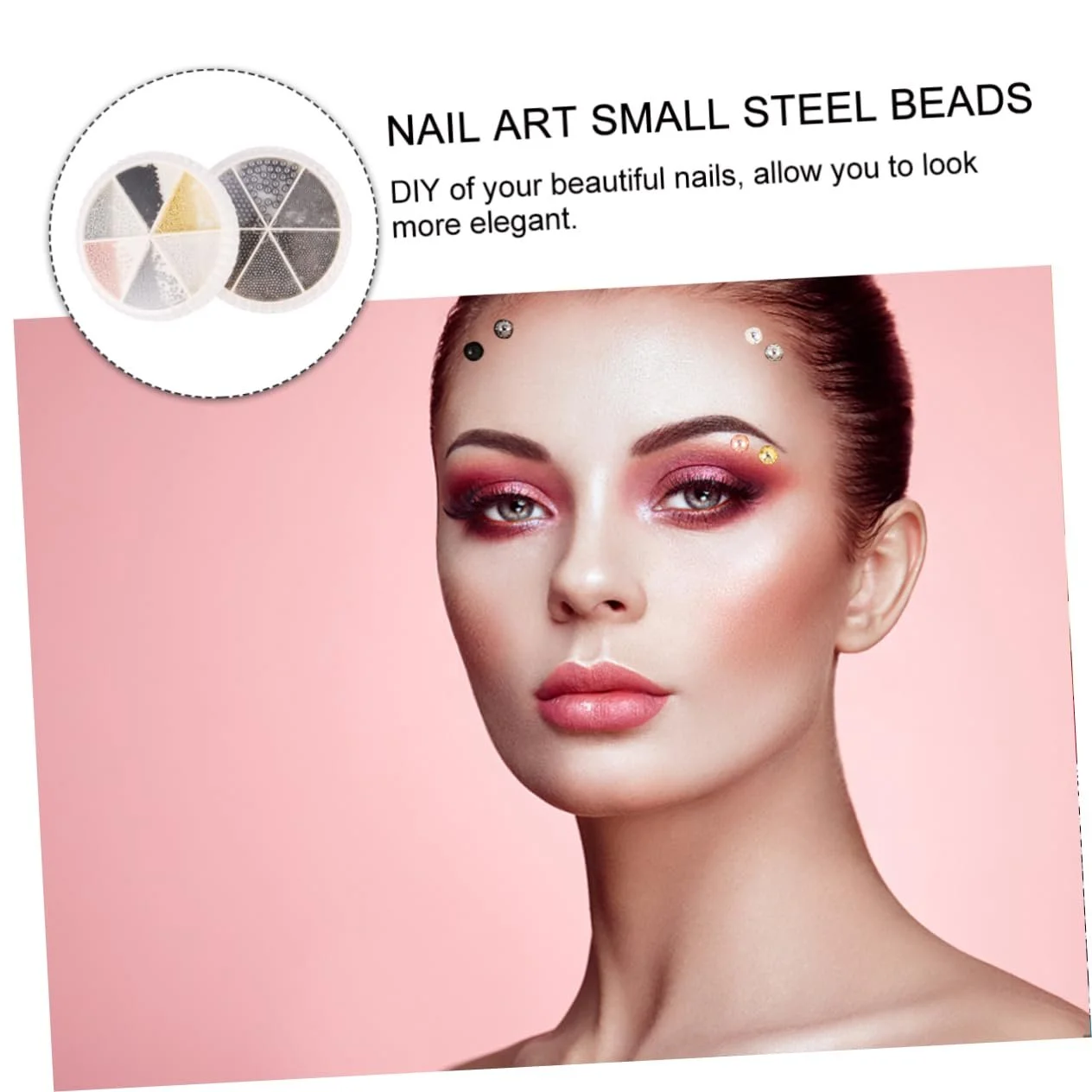 Набор для ногтей, 6 шт, металлические бусины, мини-бусины, фото №9