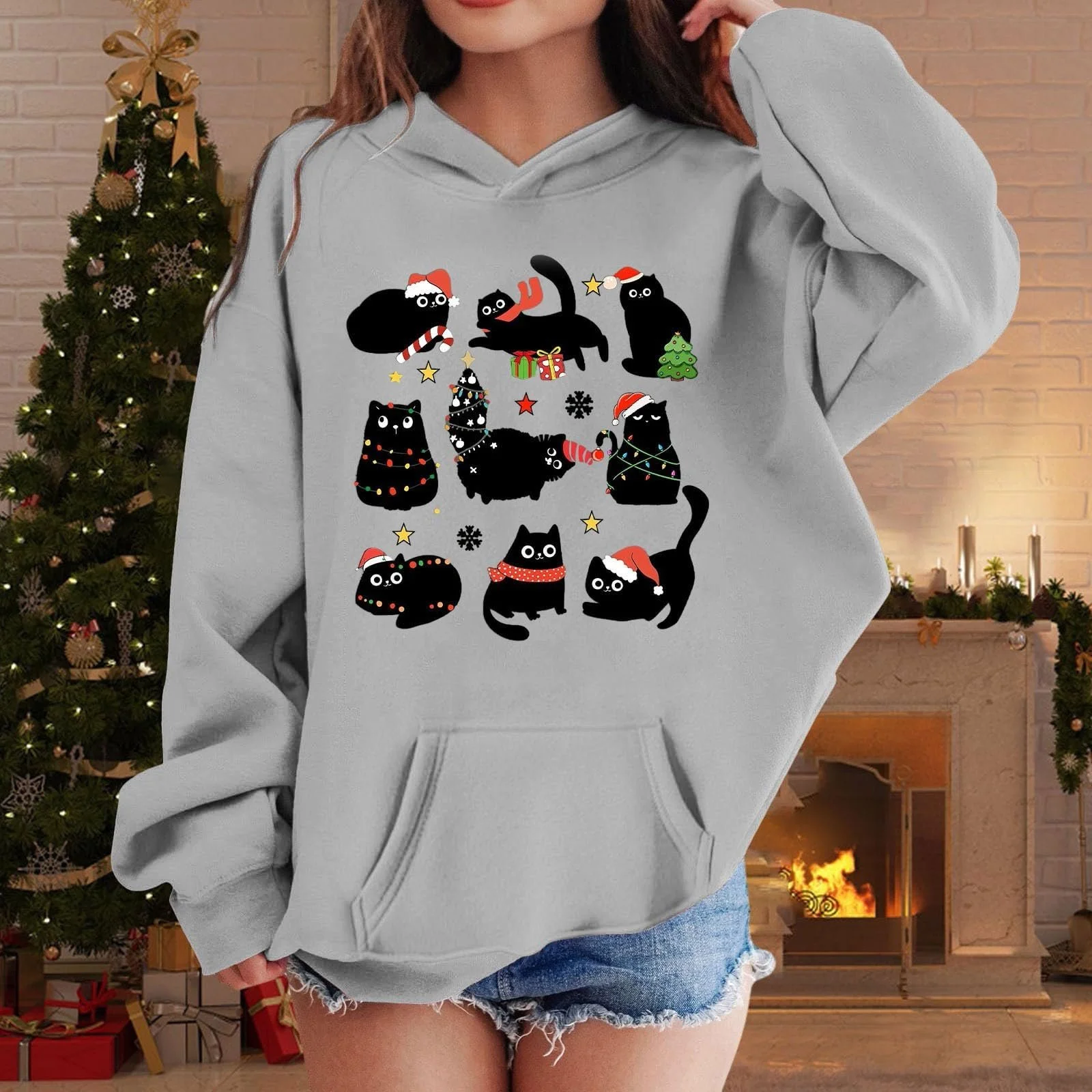 Толстовка для дівчат з капюшоном з принтом з довгими рукавами, фото №3