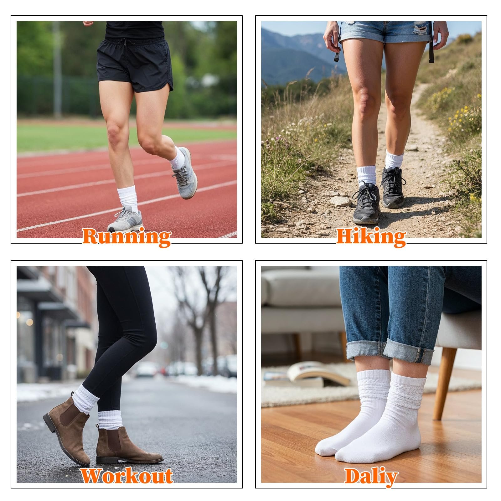 Длинные носки Ouligay Slouch 2 пары, женские, хлопковые, зимние, теплые, белые, размер 36-42, фото №6