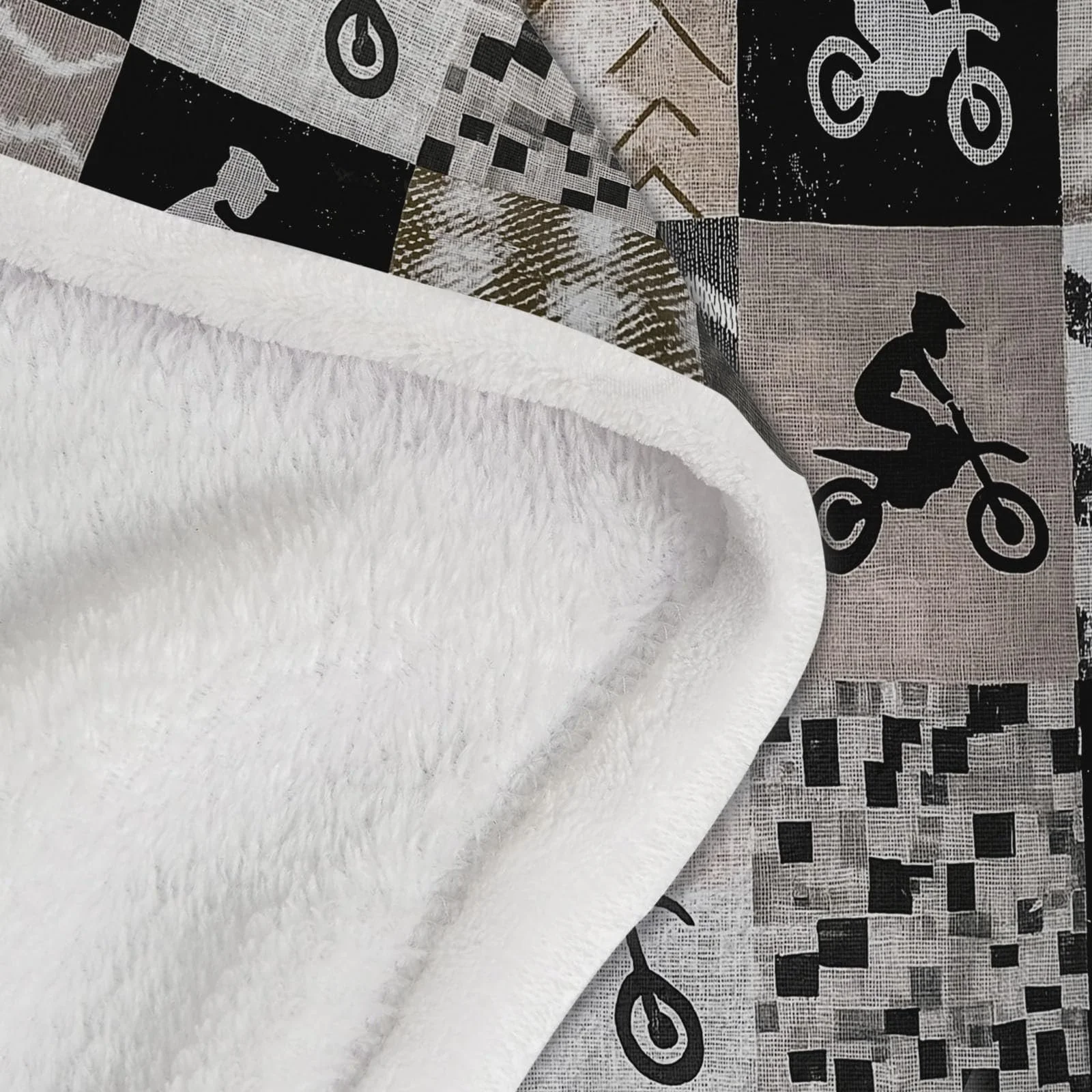 Фланелевое одеяло 180 x 220 см, Нейтральный клетчатый узор Мотоцикл Тема Декоративное одеяло для кровати Кресло Диван - Коричневое Осень и Зима Мягкое Пушистое Плюшевое одеяло, фото №7