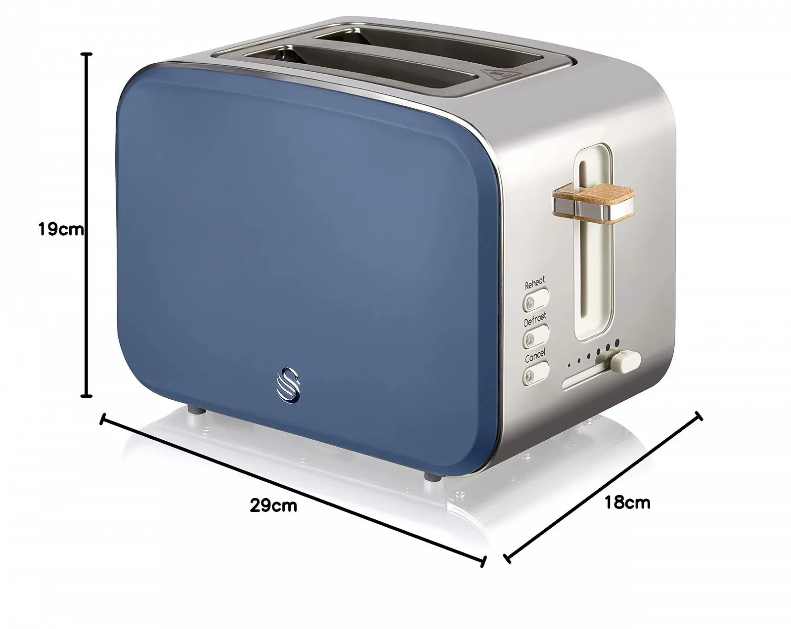 Тостер Swan Nordic на 2 широких скибочки Matte Blue, фото №7