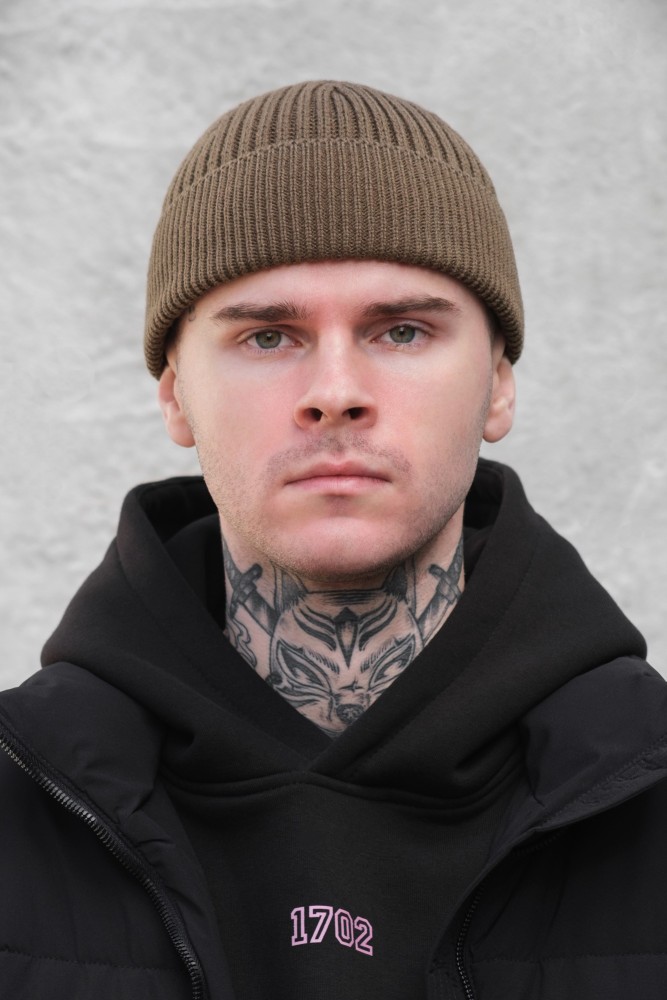 Утеплена трикотажна шапка біні докер на флісі Without Gvido khaki, фото №2 Утеплена трикотажна шапка біні докер на флісі Without Gvido khaki, фото №2