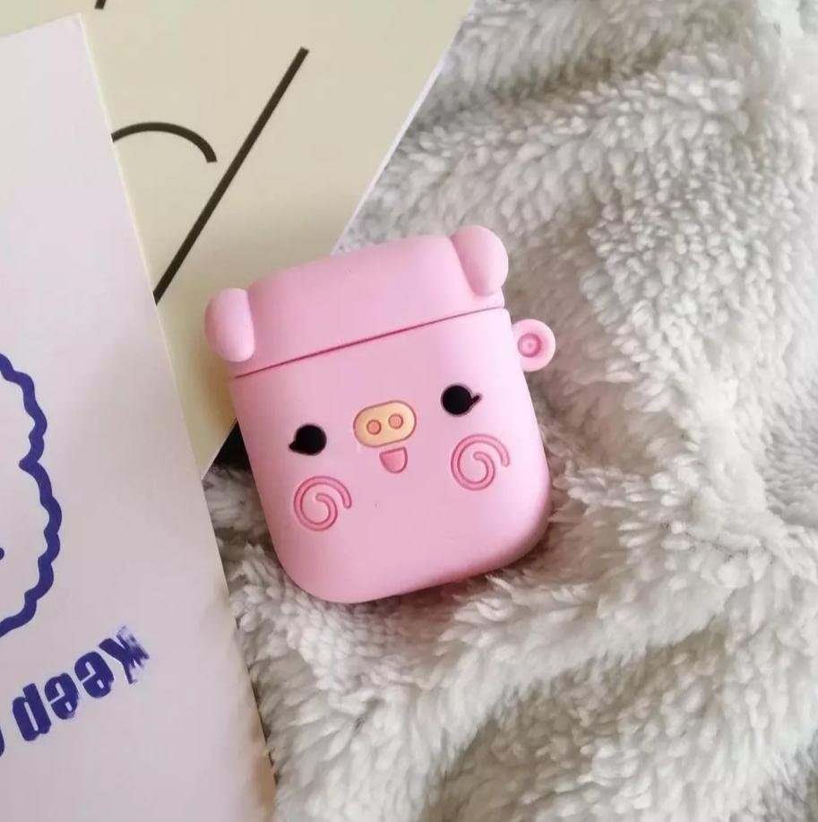 Силіконовий Рожевий Чохол Свинка Для Навушників Apple Аїрпідсів, фото №1