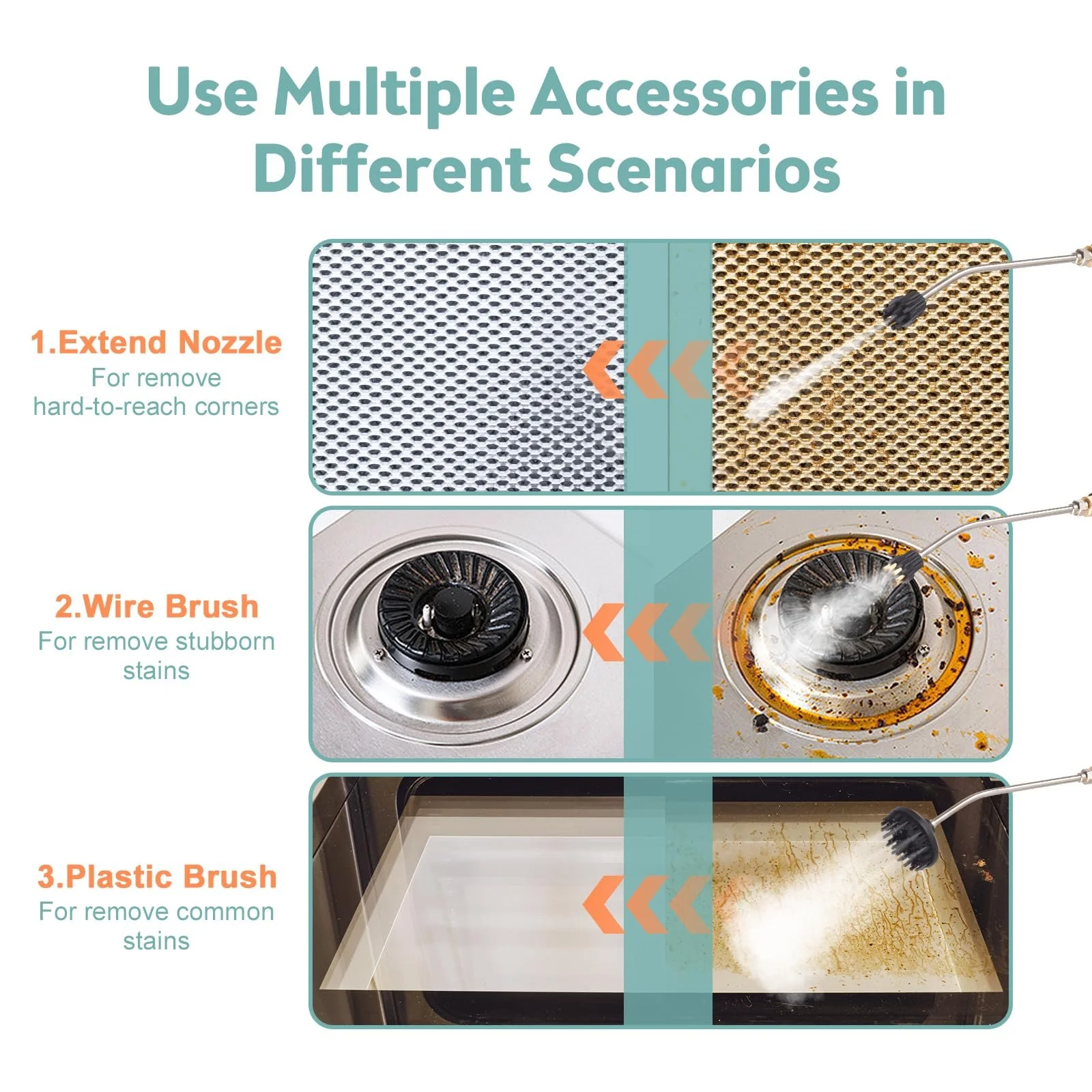 Портативний пароочисник Kavolet 1500 Вт 3.5 бар 50-400 мл/хв 3 насадки, фото №4