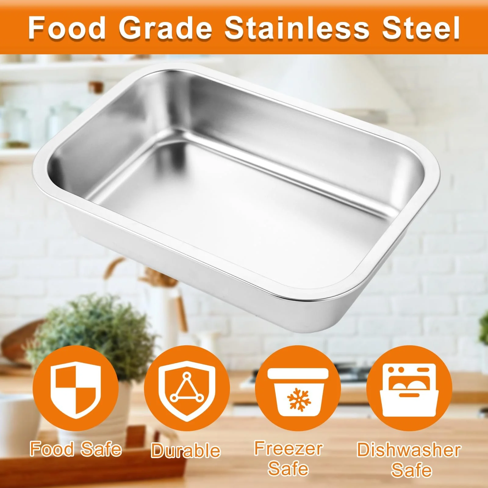 Набор форм для запекания SHUESS 3 шт. из нержавеющей стали 32 x 22 x 7 см прямоугольные глубокие для лазаньи и запеканок, фото №4